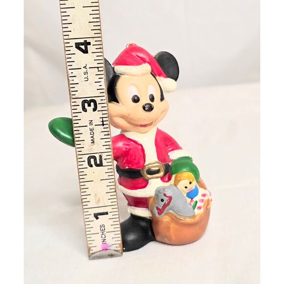 Vtg. The Walt Disney Co. Mickey Mouse Santa Plastic Blow Mold Ornament 4" Tall - Picture 4 of 4